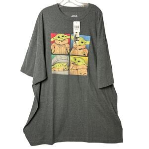 NWT Star Wars Grogu Baby Yoda T-shirt Mens 4XLT Gray Mandalorian
